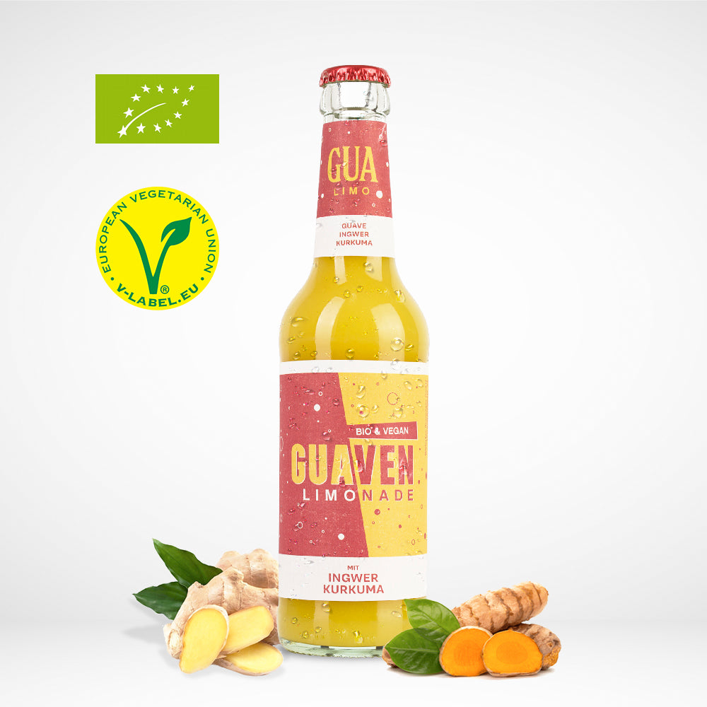 Guaven-Fruchtlimonade mit Ingwer und Kurkuma | BIO & Vegan | 24x330ml